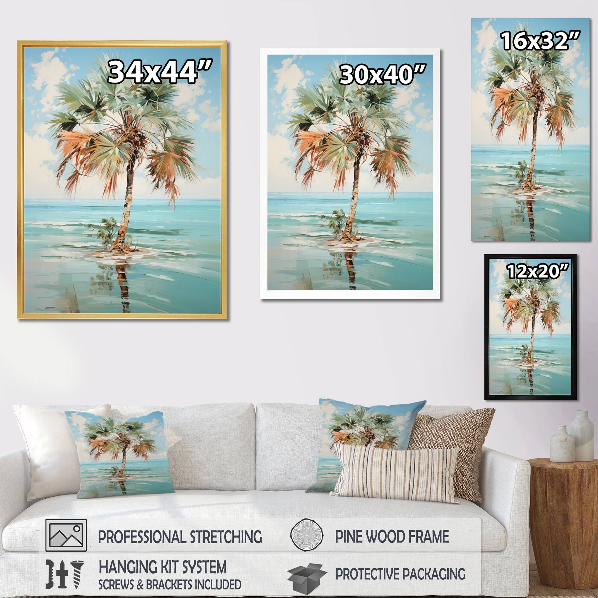 Designart "Minimalism Plam Tree Solitude I" Palms & Palm Trees Framed